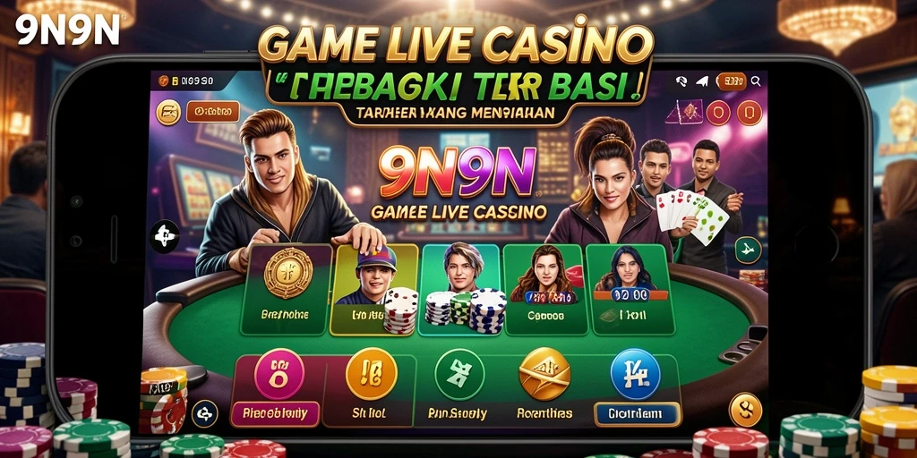 Screenshot 9N9N menampilkan dealer langsung di permainan kasino yang seru.