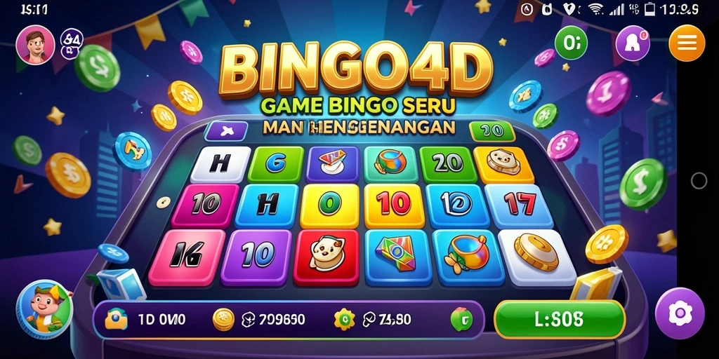 Tampilan gameplay menarik dalam BINGO4D yang penuh warna.
