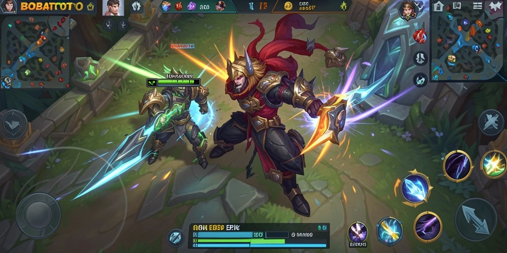 Tampilan gameplay seru BOBATOTO saat pertarungan sengit.