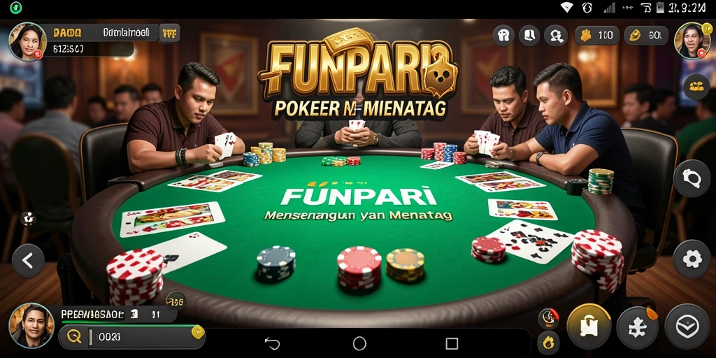Tampilan permainan poker yang mendebarkan dan interaktif.