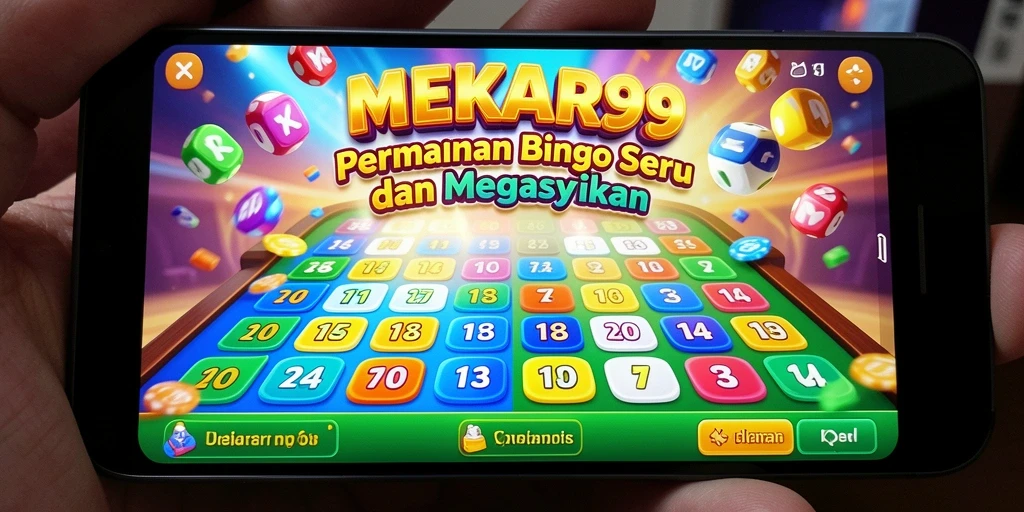 Screenshot utama MEKAR99 menampilkan gameplay Bingo yang seru.